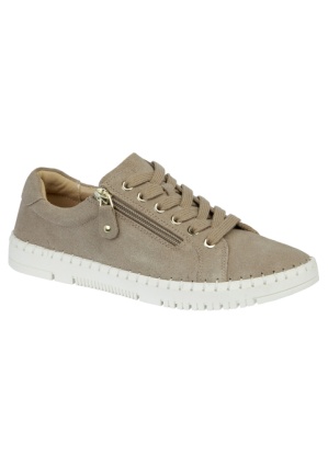 Jo & Joe Ladies Cadiz Real Suede Taupe Trainers